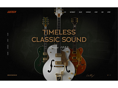 Gretsch Guitars | E-commerce Website black design digitalbutlers e commerce green gretsch guitar inspiration minimal music ui yellow