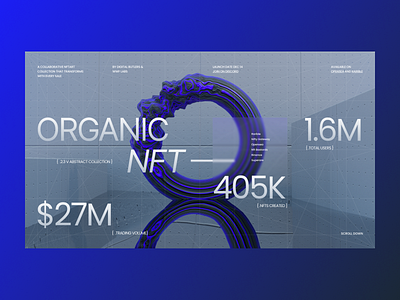 Organic NFT / Main screen 3d blue design digitalbutlers graphic design inspiration neon nft typography ui