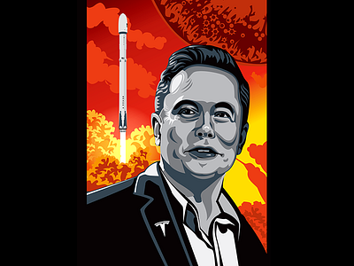 Elon Musk elon musk elonmusk illustration mars portrait portrait art tesla vector