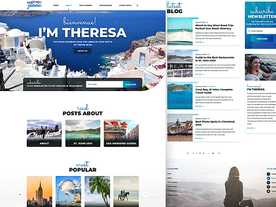 Travel Blog Design blog blue homepage design landing page landing page design mockup news tourism tourist travel