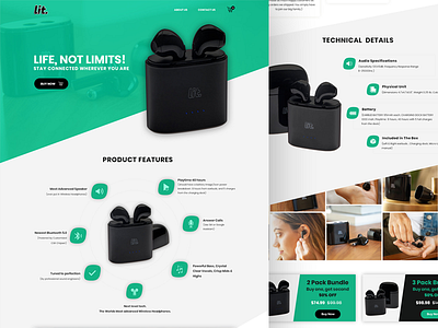 Lit Product page design airpod landing page product