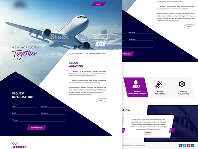 Landing page design for Aviation company aviation landing page sky
