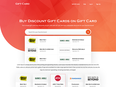 Gift Coupon ecommerce shop gift cards gift coupon homepage design landing page design mockup psd