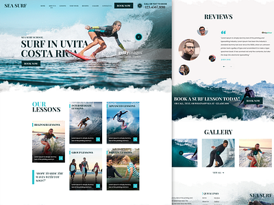 Sufring Coaching homepage design banner beach blue booking coaching education green homepage design landing page design mockup sea sports surfing web design website concept website design