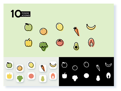 10 food line icons adobeillustration app foodapp foodicons healthyeating healthyfood healthynutrition icon iconsset illustration line lineicons ui vector vectoricons