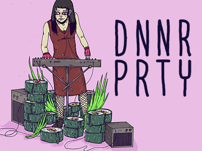 DNNR PRTY | Techno Sushi art artist design food illustration logo music poster rock