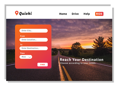 Quicki Cab Landing Page design ui web