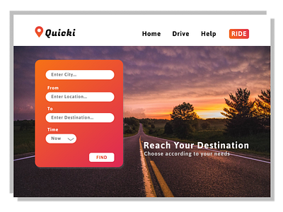 Quicki Cab Landing Page design ui web