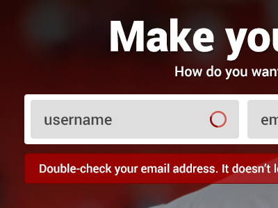 SportsBlog Signup error form red registration signup sports ui