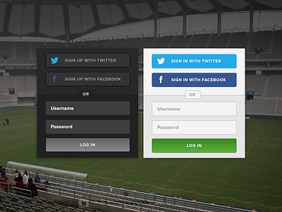 Login - Light & Dark button dark facebook light login sports twitter ui