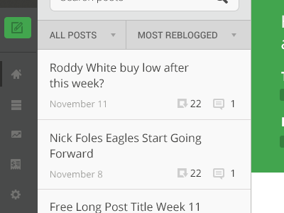 My posts blog list nav bar ui