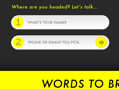 Contact Form black contact field form gradient yellow