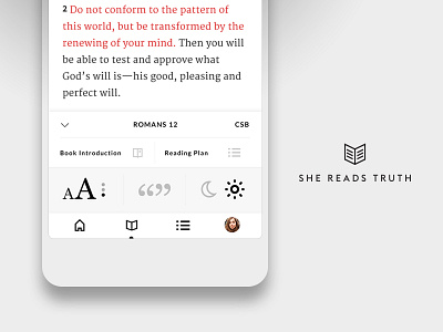 She Reads Truth v2 - Sprint 1: Bible Navigation mobile tools ui app bible