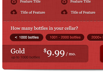Pricing Plan Selection Widget #2 linen pricing red wine