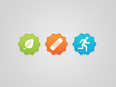 Health Badges app badge blue burst green health icon orange