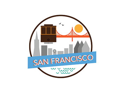 San Francisco cable car city golden gate bridge graphics illustration illustrator painted ladies san francisco trasamerica vector yerba buena