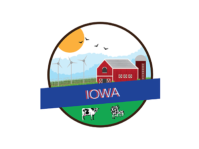 Iowa barn corn fields cows graphics iowa vector