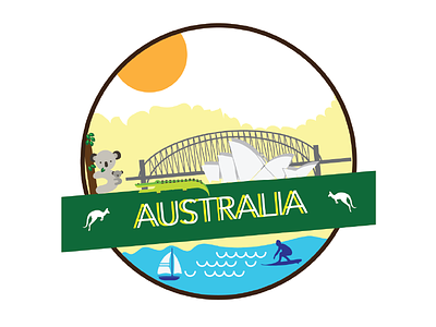 Australia australia badge crocodile harbour bridge kangaroo koala opera house vacation
