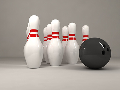 Bowling still life 3d ball bowling pin