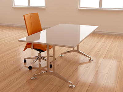 Workspace 3d chair living render room table wood