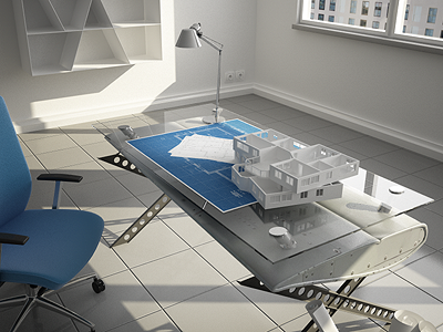 Architecture Bureau 3d architecture chair office render room table