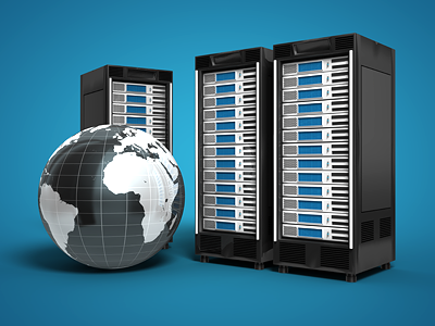 Webserver Scene 3d globe hosting racks render server storage