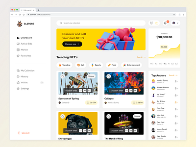 GLStore NFT Marketplace app design logo nft ui ux web