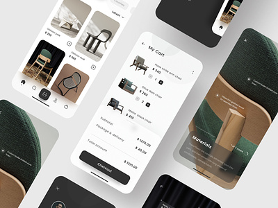 Furniture e-commerce app design flat ui