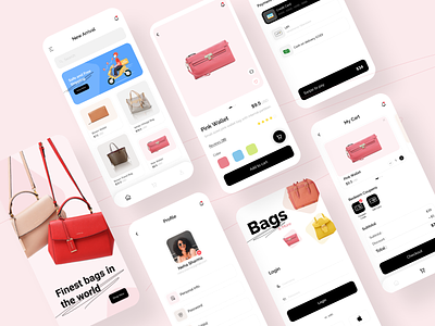 E-commerce - Mobile App bag card checkout clean ecommerce flat ios minimal shopping