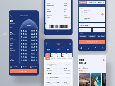 Flutter - Flight Booking Application booking clean flight ios minimal mobile place seat ticket travel