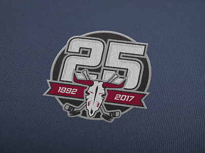Embroidered Red Deer Rebels Anniversary Logo 25 anniversary embroidered hockey logo rebels red deer