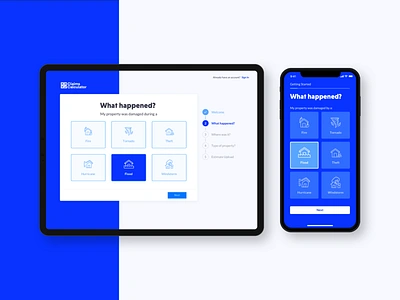 Disaster Relief app claim disaster disaster relief earthquake fire flood indiana indianapolis insurance ios mobile natural disaster onboarding recovery tornado ui ux wizard