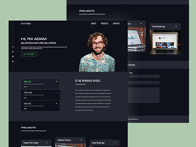 Developer Portfolio adobe adobe xd adobexd clean code coding dark dark ui design develop developer portfolio ui ux web design web page