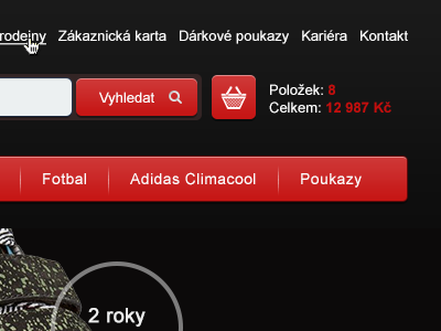Sport e-commerce basket black czech e commerce ecommerce eshop homepage pkart red search ui