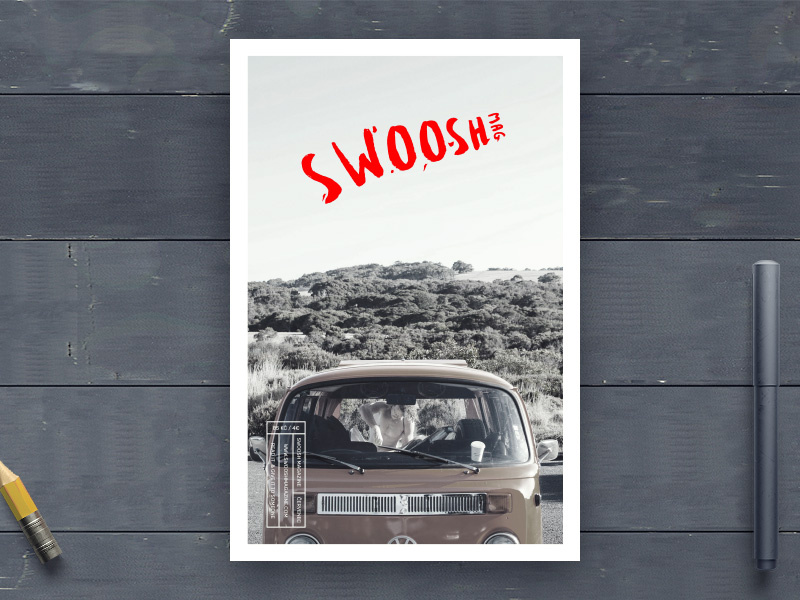Magazine cover billingual czech discover offline desaturated red typo typography
