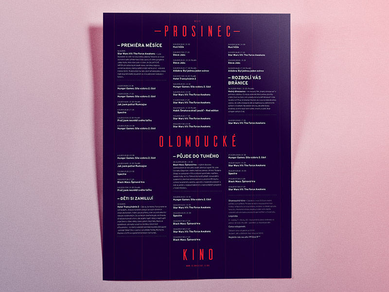 Monthly poster condensed czech purple pink project school cinema poster typography grid red blue