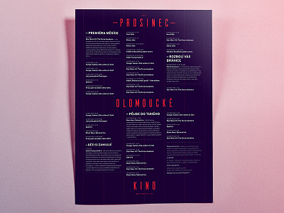 Monthly poster blue cinema condensed czech grid pink poster project purple red school typography