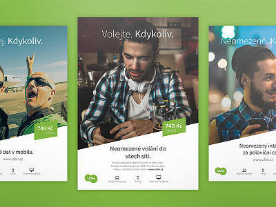 U:fon campaign campaign czech green headline icons internet poster telecommunication