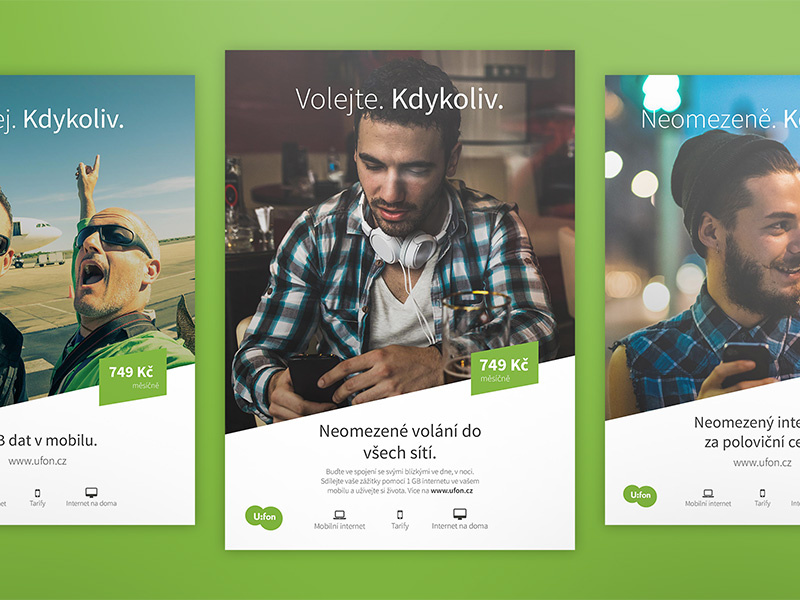 U:fon campaign icons headline telecommunication czech internet campaign poster green