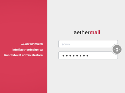Aethermail aether clean czech login mail minimalistic pkart ui user interface