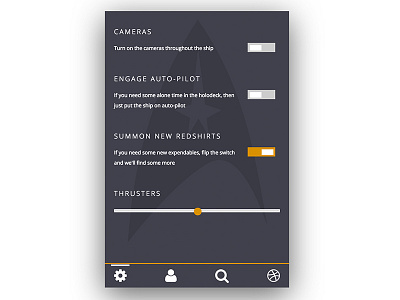 Daily UI 007 - Coded daily ui minimal settings slider startrek toggle ui ux