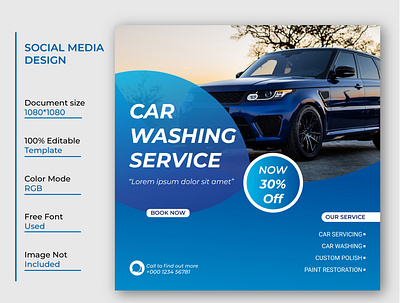 Car washing Service Social Media Post Template Design advertising automobile car detailing car service template car wash car washing template design design instagram banner luxury car wash post propular social media post unique design web banner ds