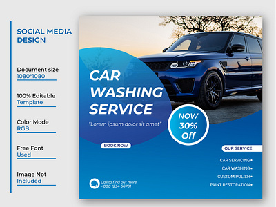 Car washing Service Social Media Post Template Design