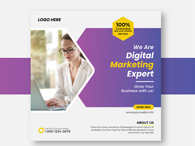 Digital Marketing Expert Social Media Post Template Design.