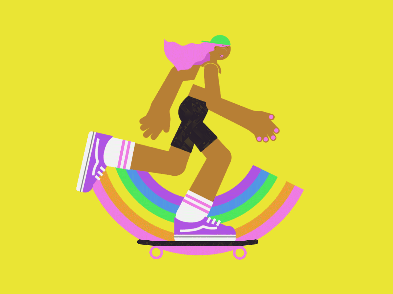Skateboarder 2d 2danimation after effects character animation character design character rigging duik illustrator lgbtq pride rainbow skate skateboard skateboarder skating