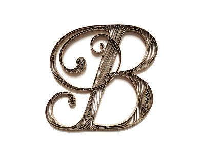 B Monogram art design drawing graphic design hand lettering paper paper quilling type typography wood wood grain