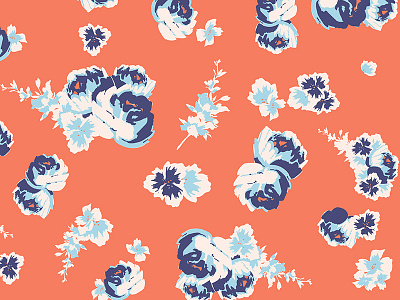 Floral art blue design drawing floral flower graphic design illustration orange pattern