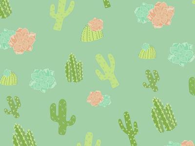 Succulent Pattern #2 art cactus design drawing graphic design green pattern repeating succulent