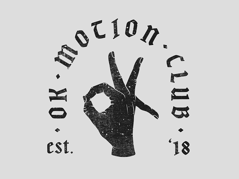 OK Motion Club 2d after effects animation black letter gothic hand illustrator logo motion texture
