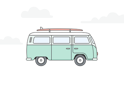 Going surfing... board camping illustration surf van vehicle